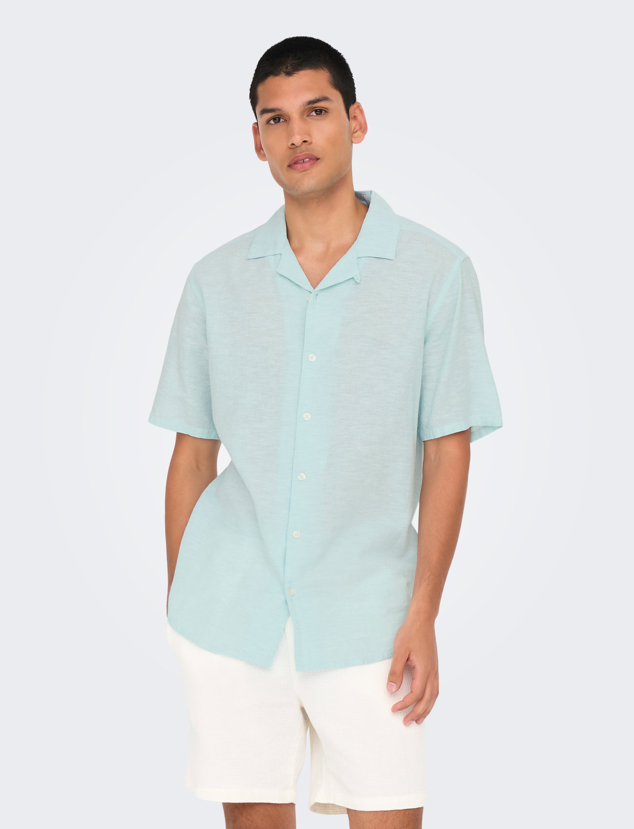 ONLY & SONS Onscaiden Ss Solid Resort Linen Shirt - - XS 2