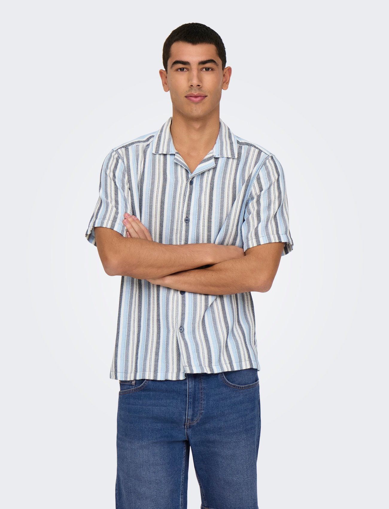ONLY & SONS Onstrev Life Reg Stripe Ss Shirt Noos - - XS 1