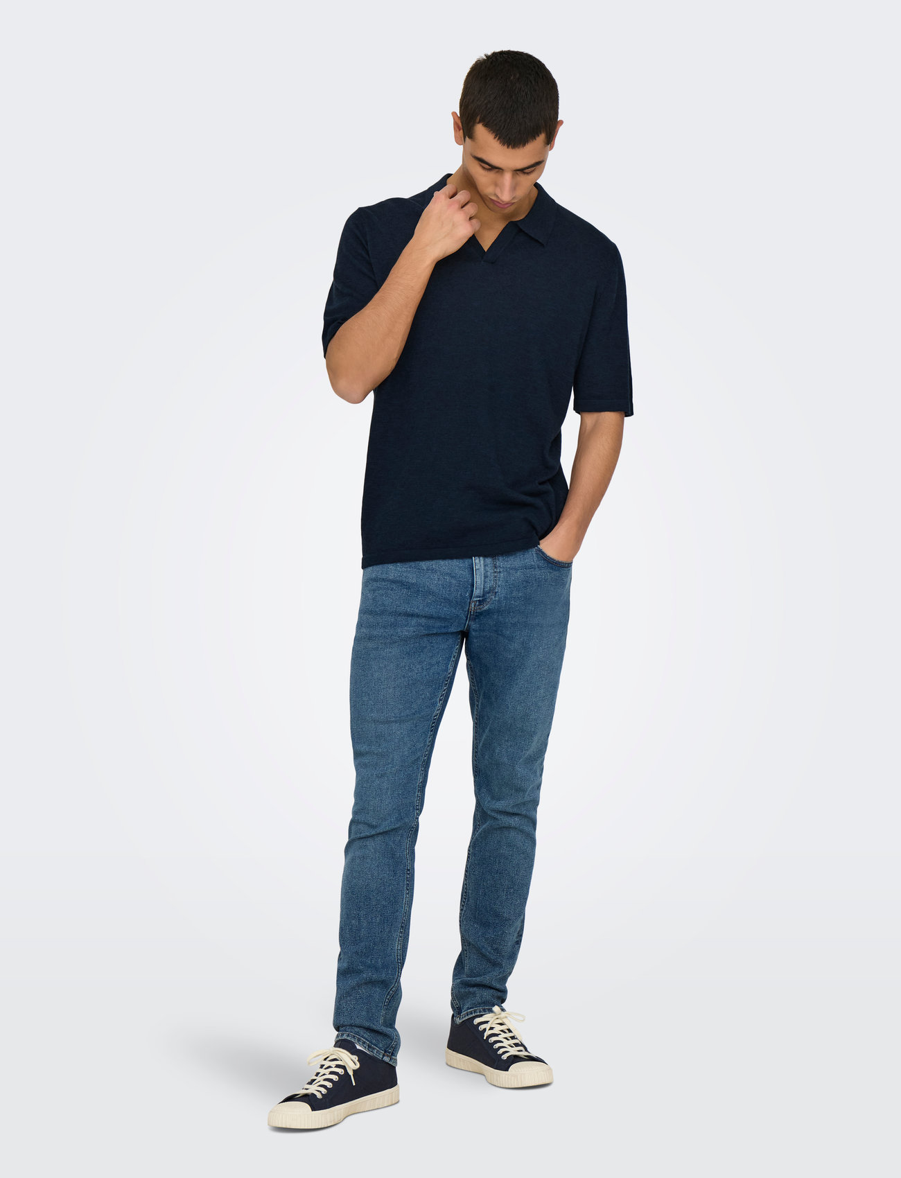 ONLY & SONS Onsgeorge Reg 12 Linen Ss Polo Knit - Green - XS 2