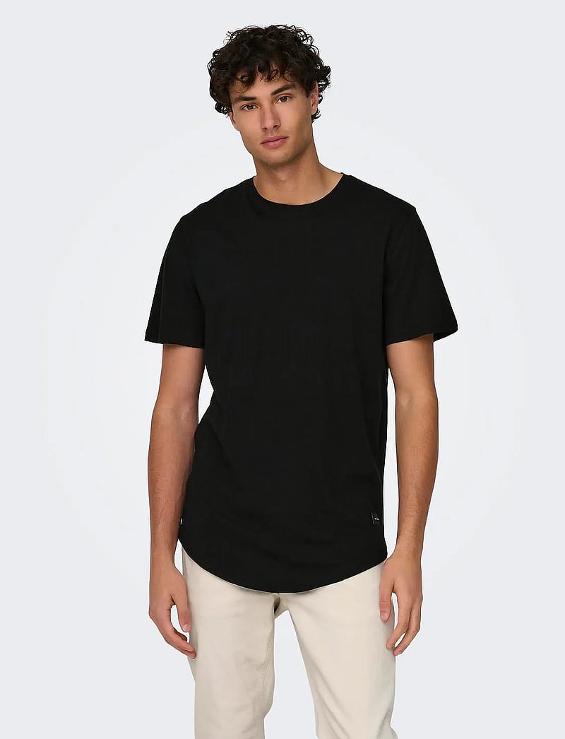 ONLY & SONS - ONSMATT LONGY SS TEE NOOS - kortärmade t-shirts - black - 0