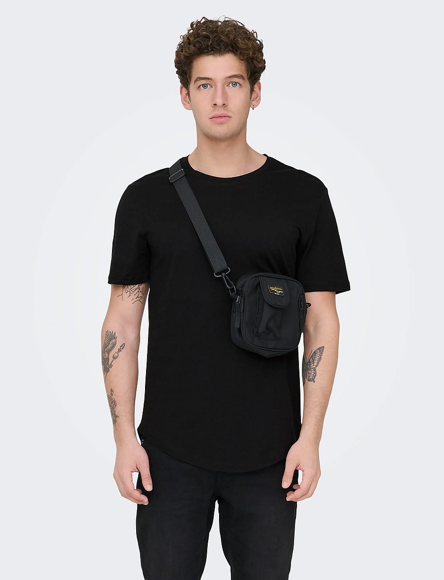 ONLY & SONS - ONSMATT LONGY SS TEE NOOS - lühikeste varrukatega t-särgid - black - 0