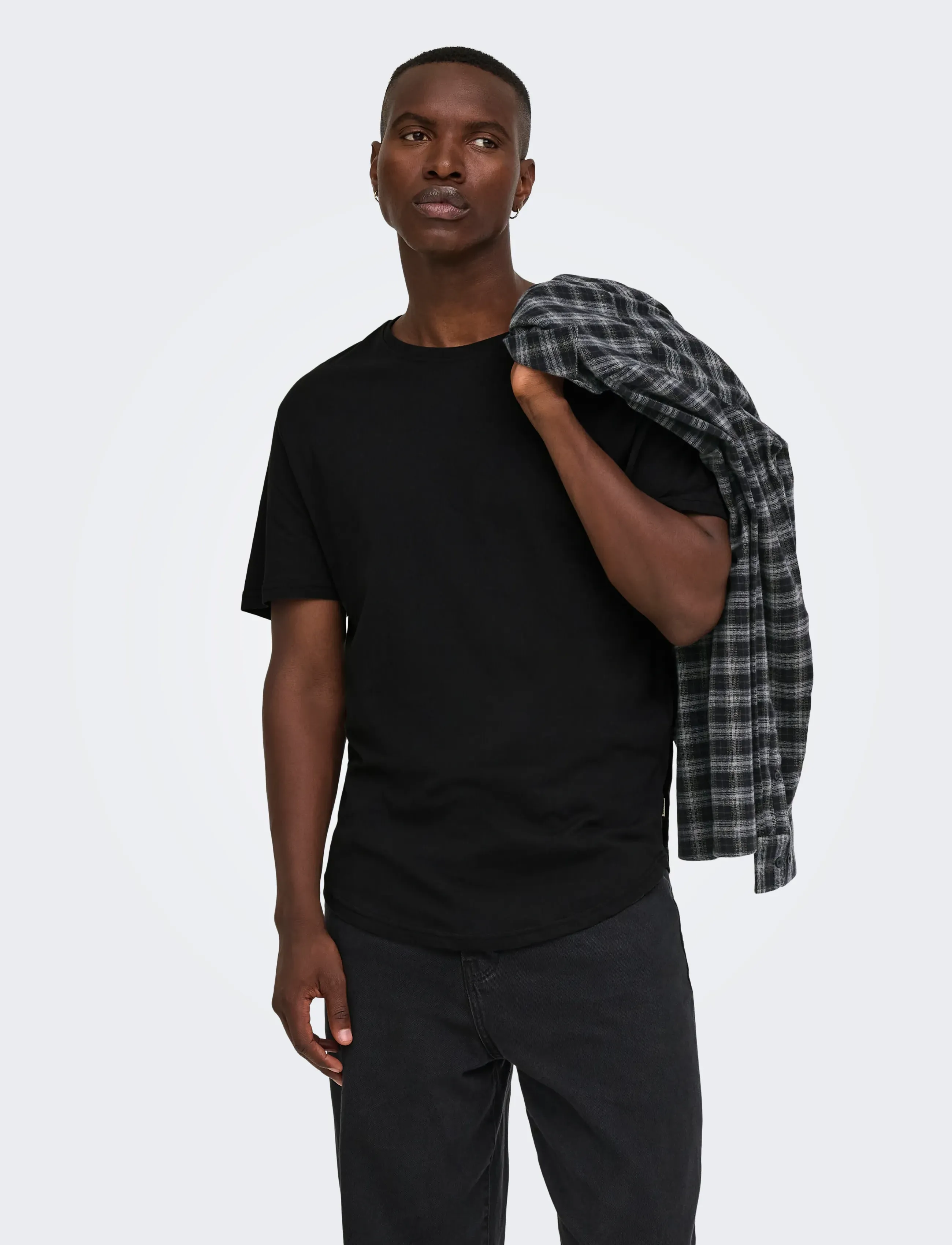 ONLY & SONS ONSMATT LONGY SS TEE NOOS - Kläder - BLACK / black