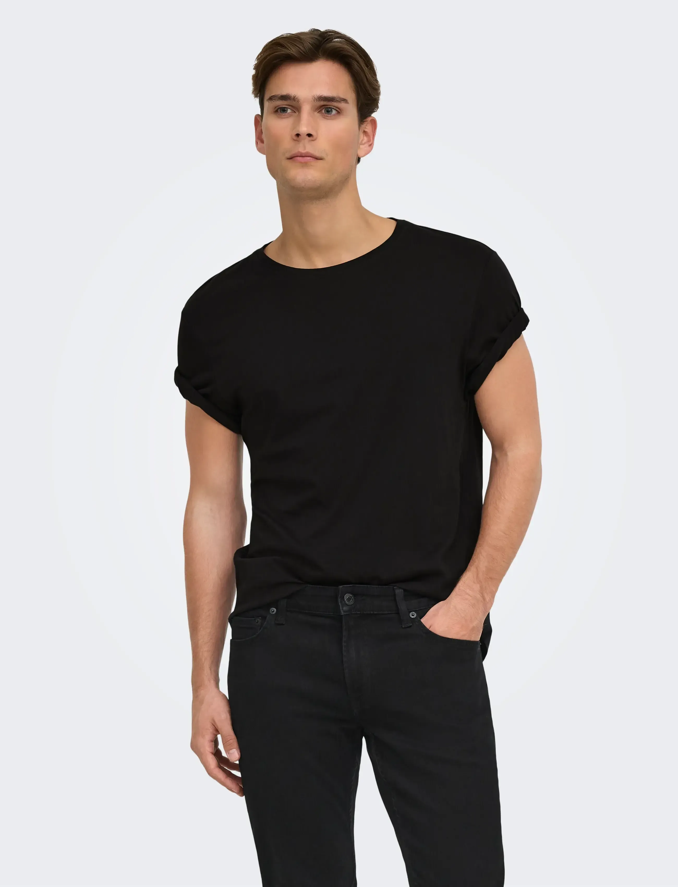 ONLY & SONS ONSMATT LONGY SS TEE NOOS - Kollektsioonid - BLACK / black