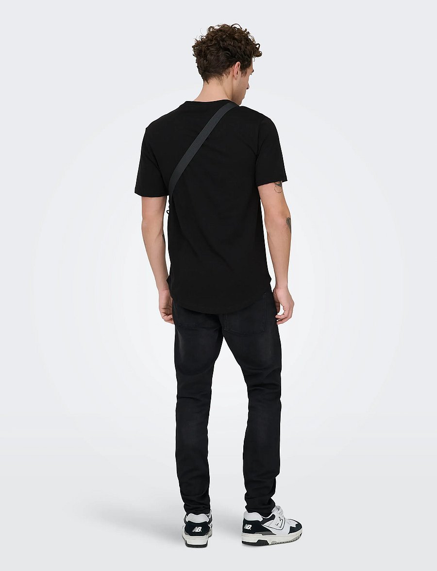 ONLY & SONS - ONSMATT LONGY SS TEE NOOS - lühikeste varrukatega t-särgid - black - 3