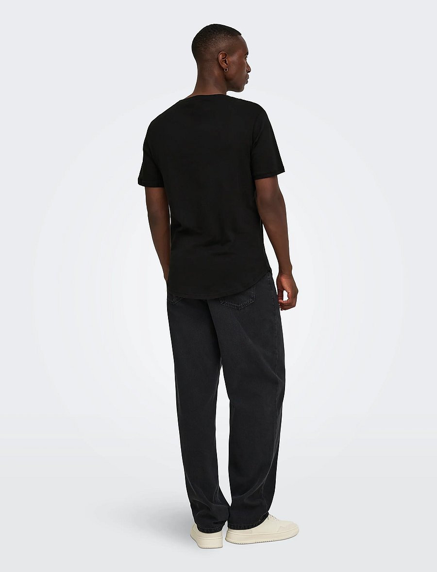 ONLY & SONS - ONSMATT LONGY SS TEE NOOS - kortærmede t-shirts - black - 3
