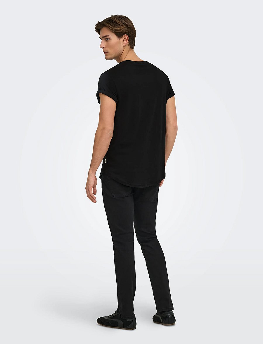 ONLY & SONS - ONSMATT LONGY SS TEE NOOS - lühikeste varrukatega t-särgid - black - 3