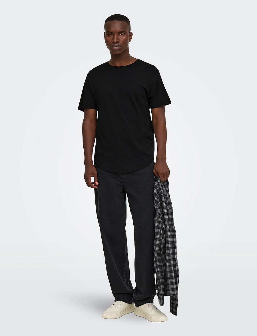 ONLY & SONS - ONSMATT LONGY SS TEE NOOS - kortærmede t-shirts - black - 4