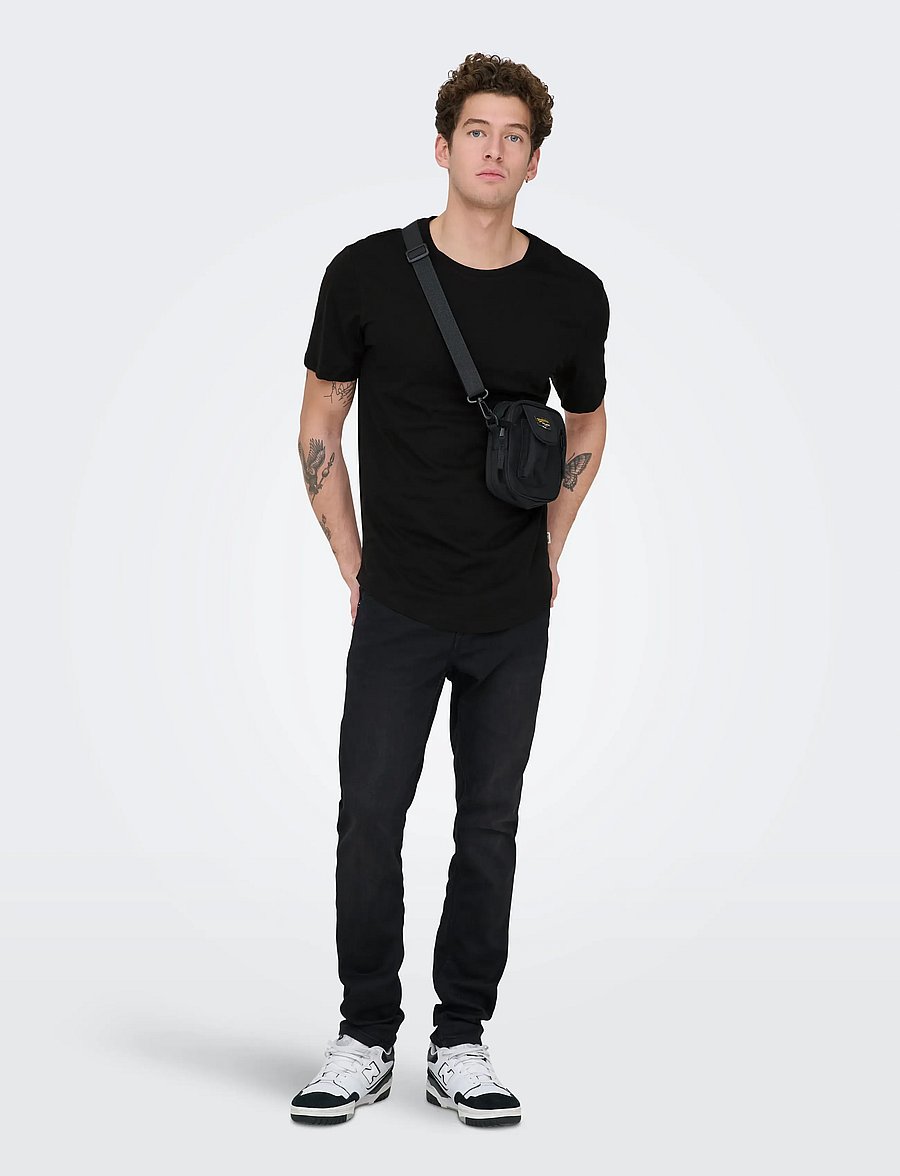 ONLY & SONS - ONSMATT LONGY SS TEE NOOS - lühikeste varrukatega t-särgid - black - 4