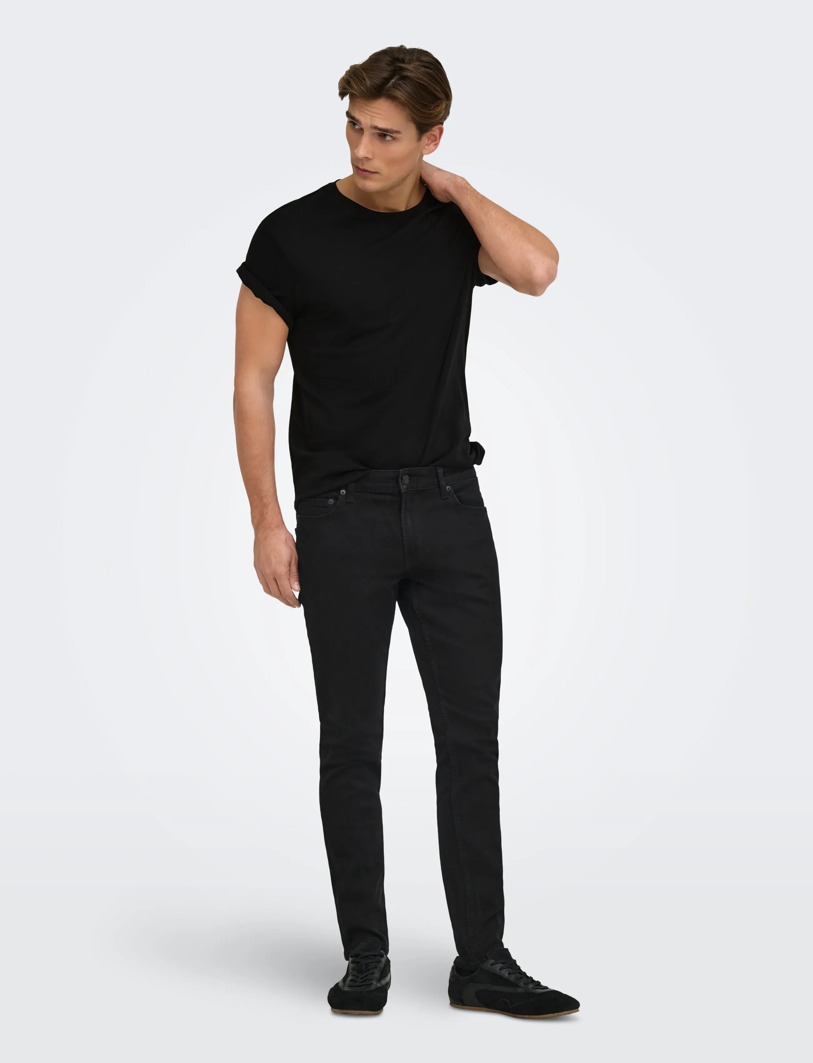 ONLY & SONS - ONSMATT LONGY SS TEE NOOS - lühikeste varrukatega t-särgid - black - 4