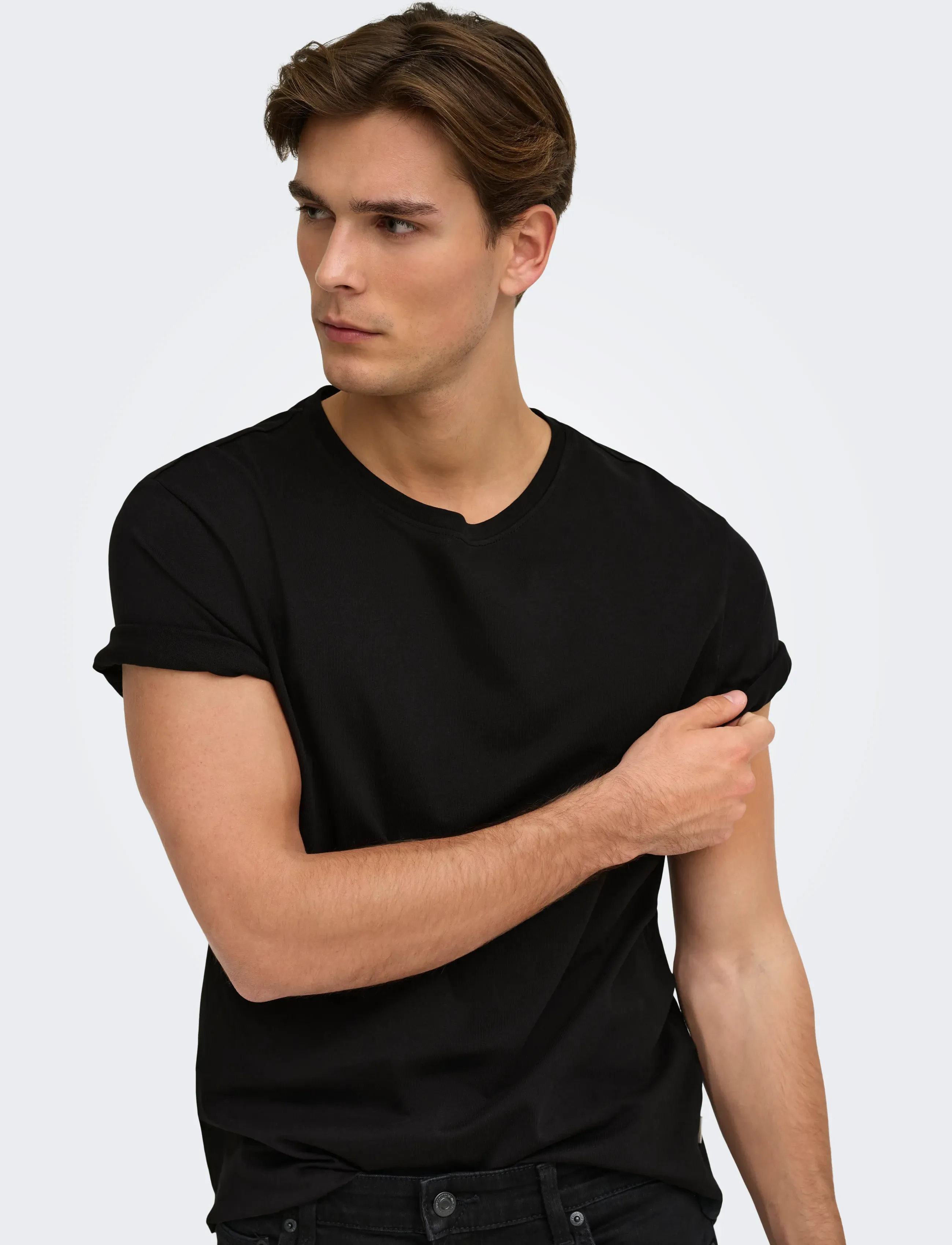 ONLY & SONS - ONSMATT LONGY SS TEE NOOS - lühikeste varrukatega t-särgid - black - 5