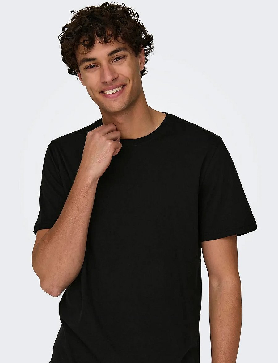 ONLY & SONS - ONSMATT LONGY SS TEE NOOS - lühikeste varrukatega t-särgid - black - 5