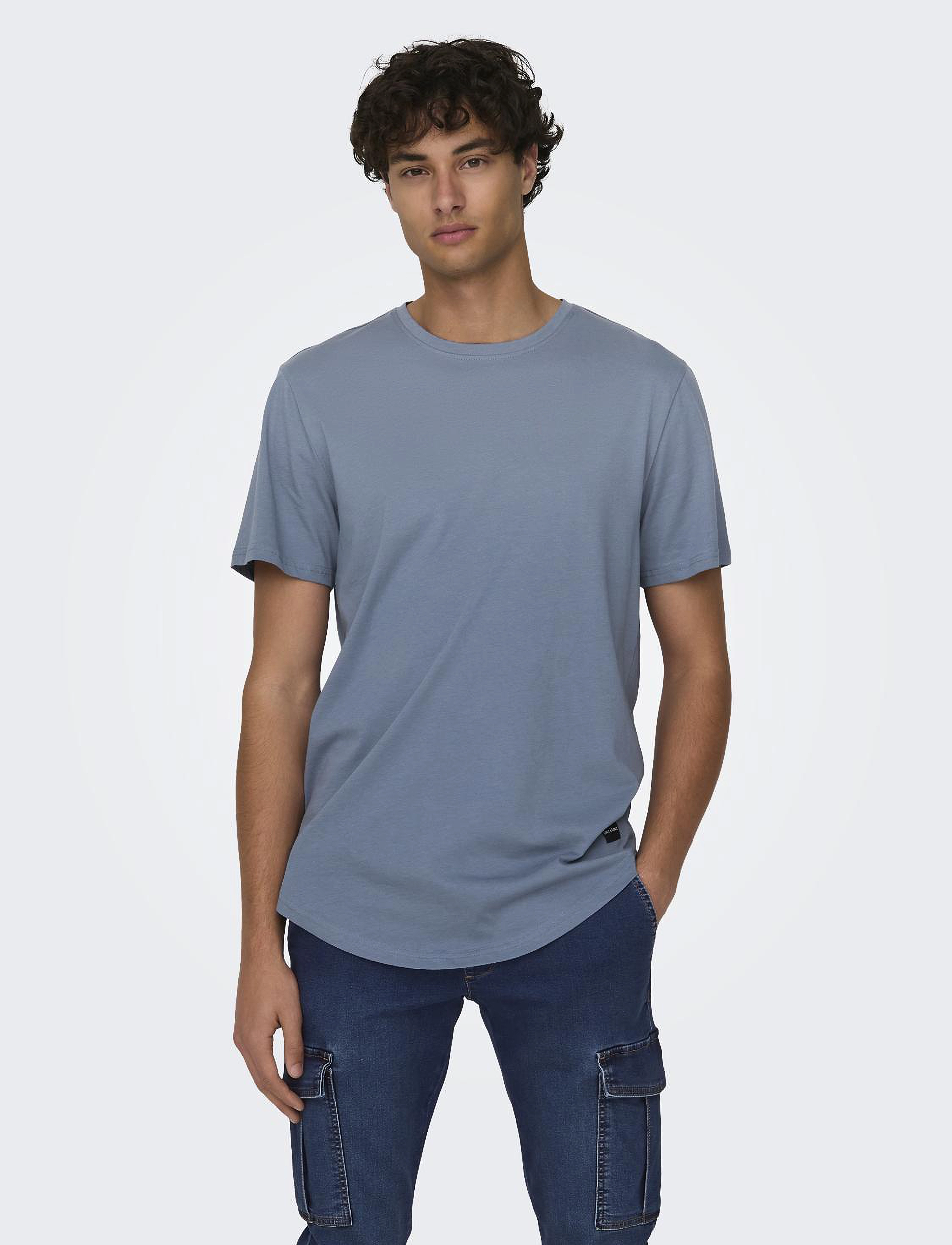 ONLY & SONS ONSMATT LONGY SS TEE NOOS - T-shirts - FLINT STONE / grey