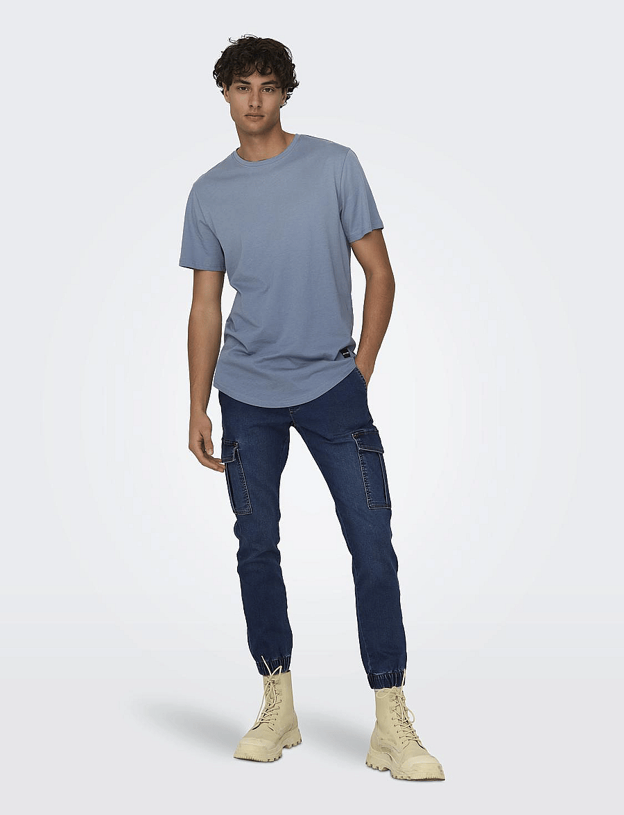 ONLY & SONS - ONSMATT LONGY SS TEE NOOS - kurzärmelige t-shirts - flint stone - 5