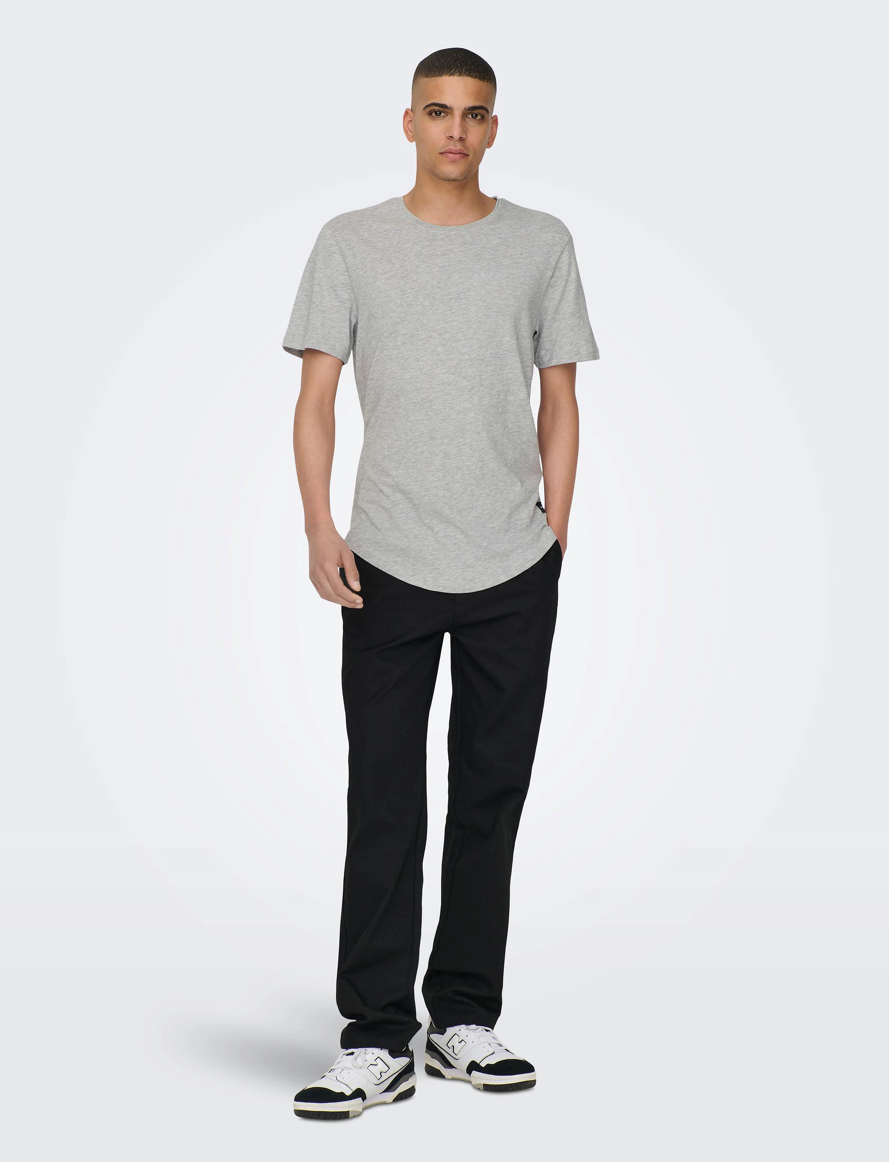ONLY & SONS - ONSMATT LONGY SS TEE NOOS - die niedrigsten preise - light grey melange - 4