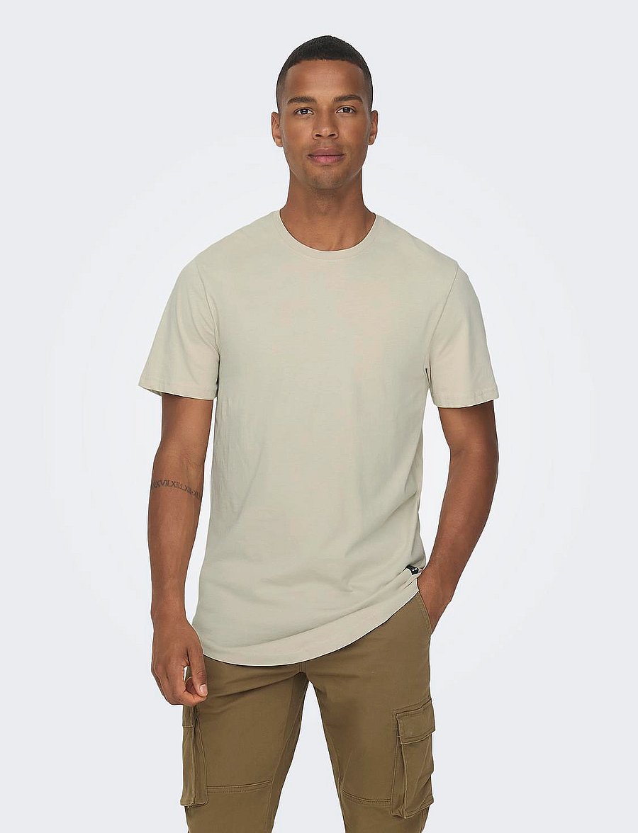 ONLY & SONS - ONSMATT LONGY SS TEE NOOS - lühikeste varrukatega t-särgid - silver lining - 0