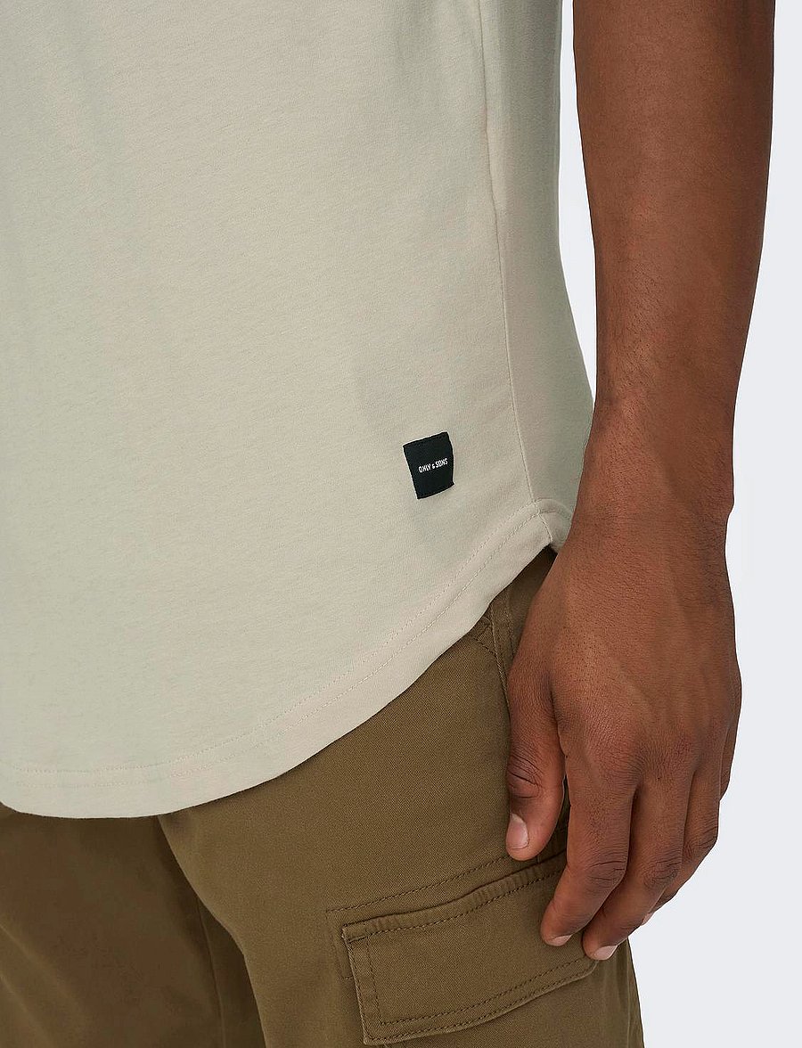 ONLY & SONS - ONSMATT LONGY SS TEE NOOS - lühikeste varrukatega t-särgid - silver lining - 4