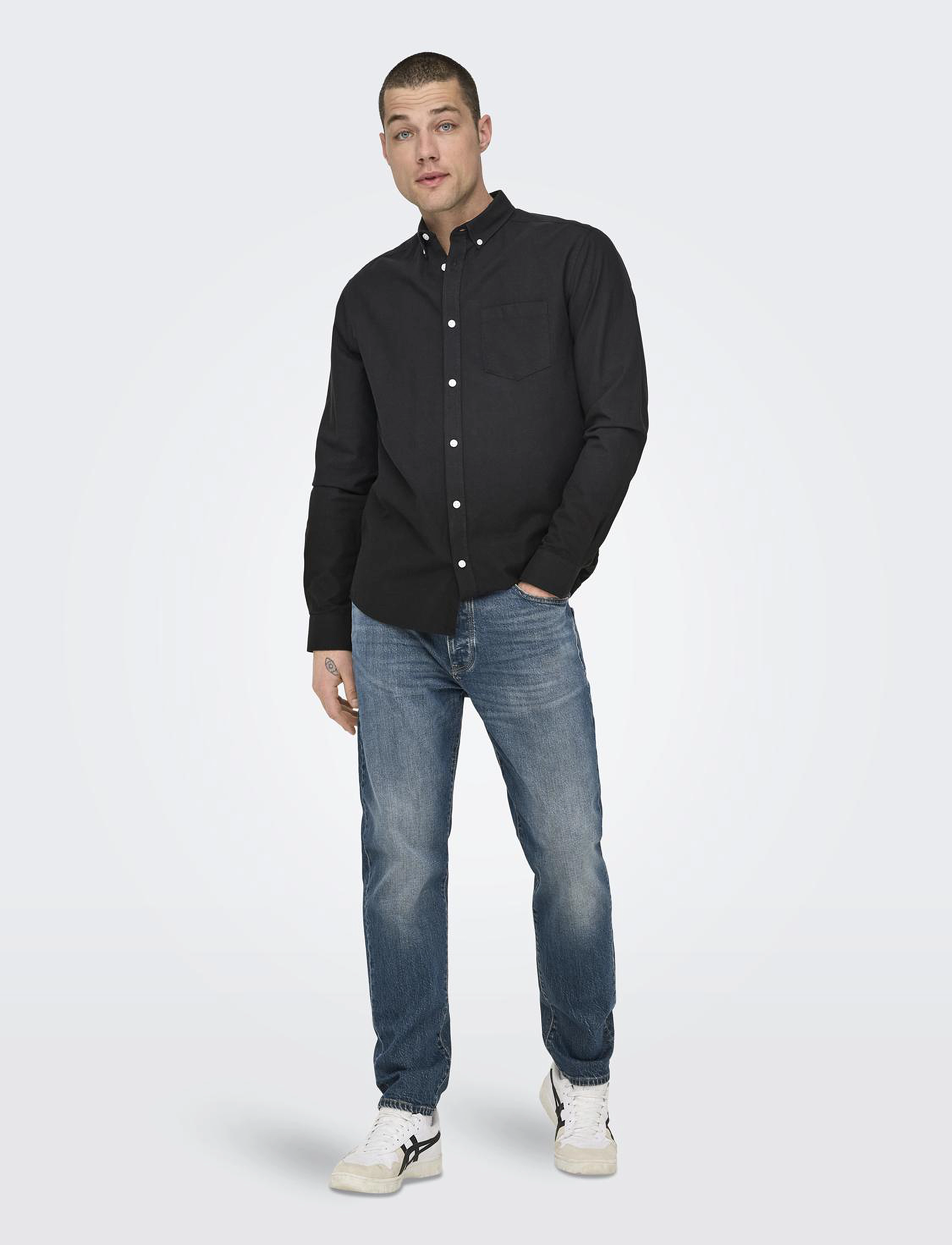 ONLY & SONS - ONSALVARO SLIM LS OXFORD SHIRT NOOS FRML - laveste priser - black - 5