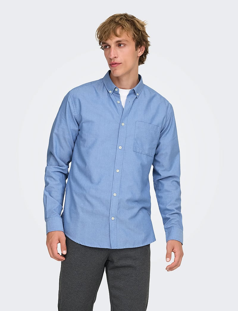 ONLY & SONS - ONSALVARO SLIM LS OXFORD SHIRT NOOS FRML - oxford skjorter - cashmere blue - 0