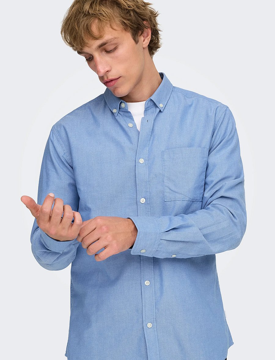 ONLY & SONS - ONSALVARO SLIM LS OXFORD SHIRT NOOS FRML - oxford krekli - cashmere blue - 4