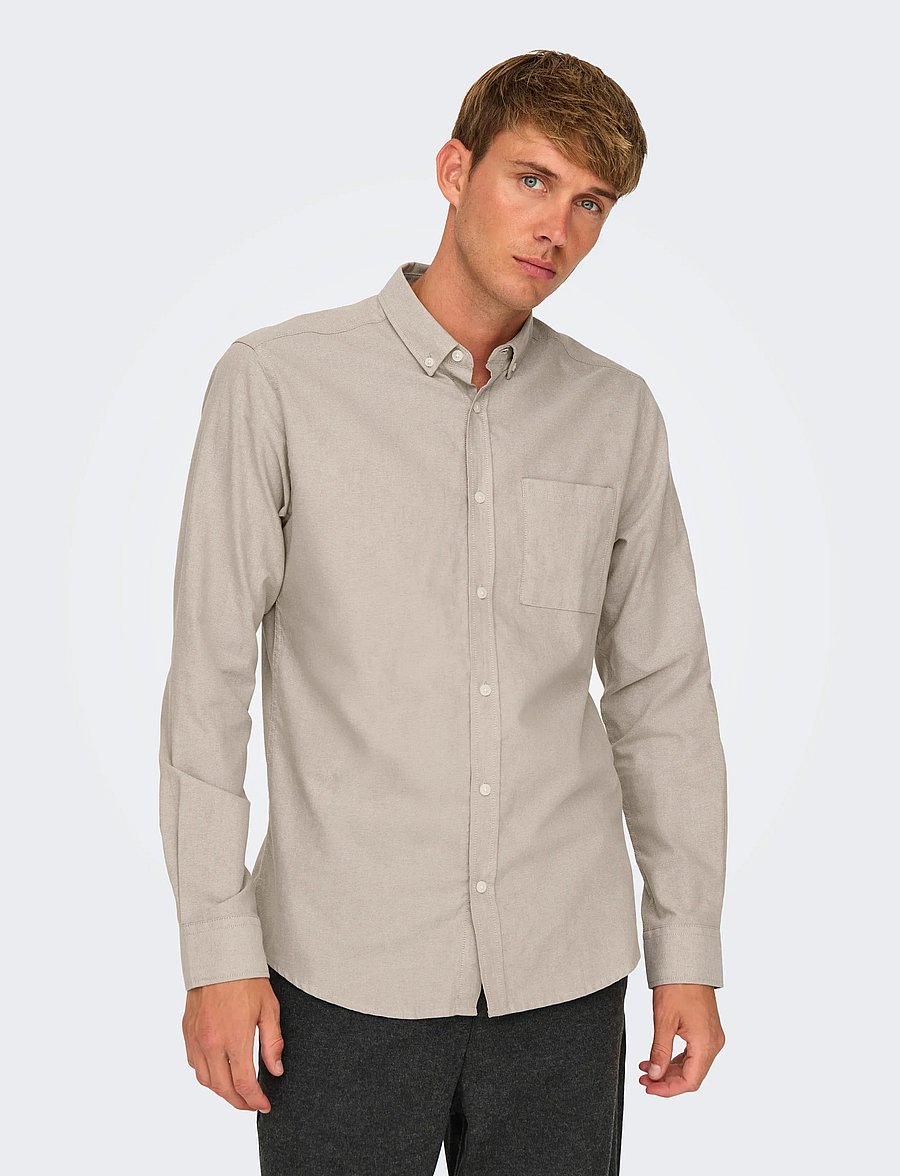 ONLY & SONS - ONSALVARO SLIM LS OXFORD SHIRT NOOS FRML - oxford-skjorter - chinchilla - 4
