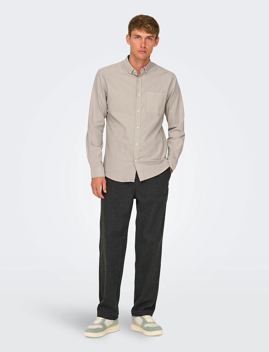 ONLY & SONS - ONSALVARO SLIM LS OXFORD SHIRT NOOS FRML - oxford-skjorter - chinchilla - 5