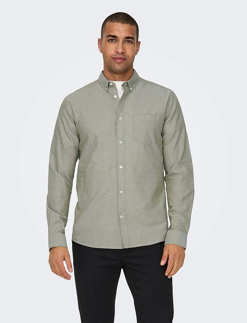 ONLY & SONS - ONSALVARO SLIM LS OXFORD SHIRT NOOS FRML - oxford-hemden - olive drab - 0