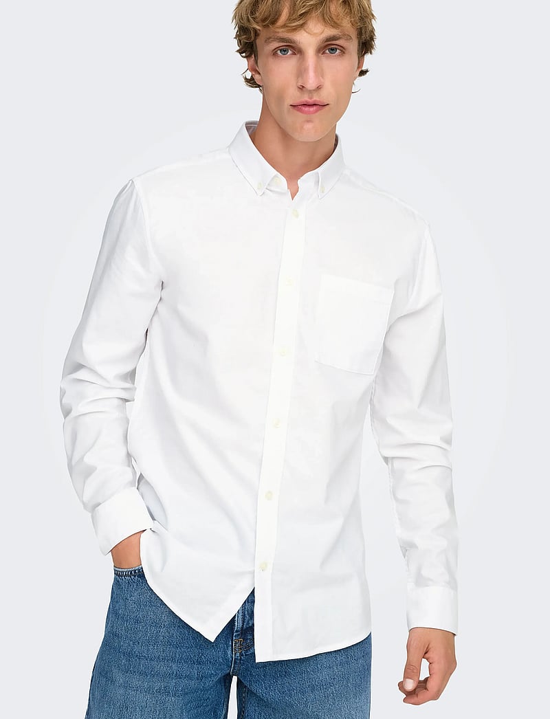 ONLY & SONS - ONSALVARO SLIM LS OXFORD SHIRT NOOS FRML - oksfordo marškiniai - white - 4
