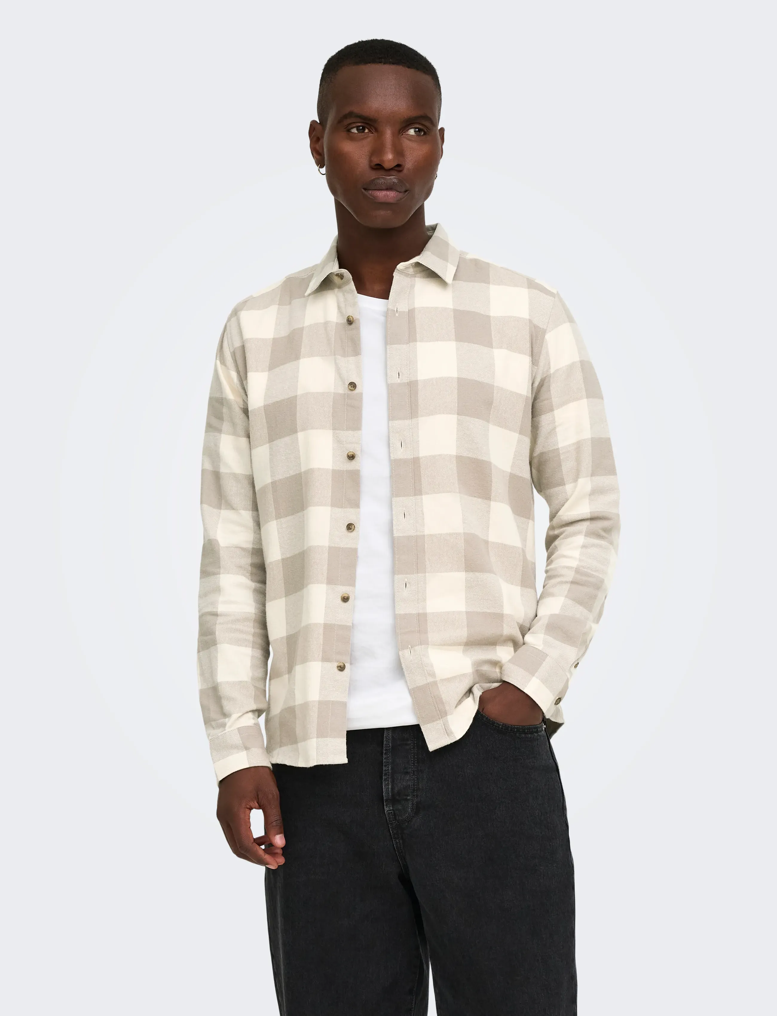 ONLY & SONS ONSGUDMUND LS CHECKED SHIRT NOOS - Shirts - ANTIQUE WHITE / beige