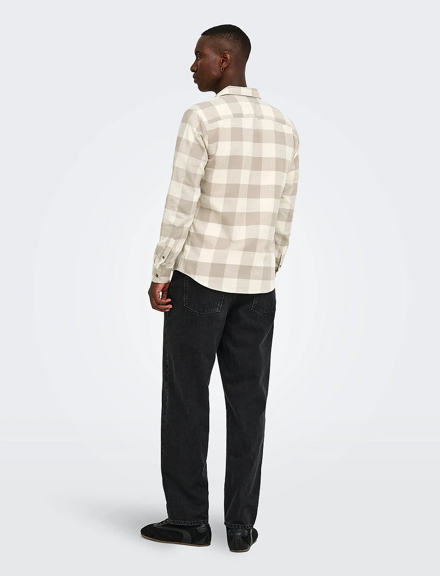 ONLY & SONS - ONSGUDMUND LS CHECKED SHIRT NOOS - checkered shirts - antique white - 3