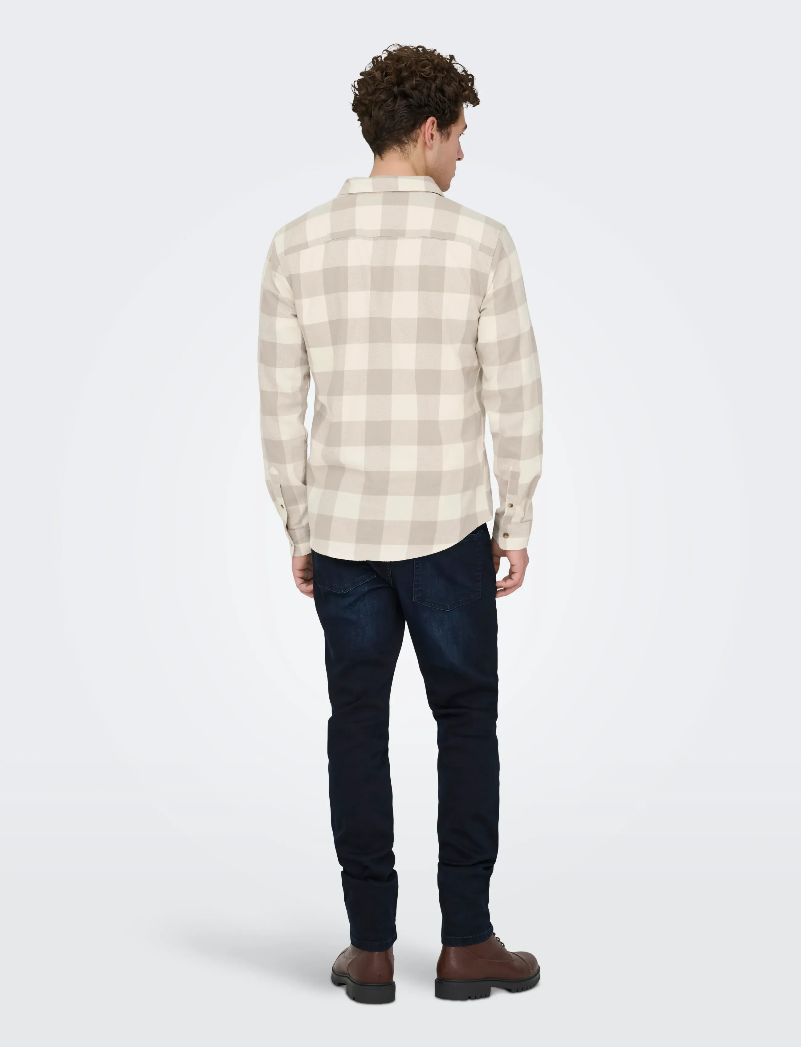ONLY & SONS - ONSGUDMUND LS CHECKED SHIRT NOOS - ternede skjorter - antique white - 3
