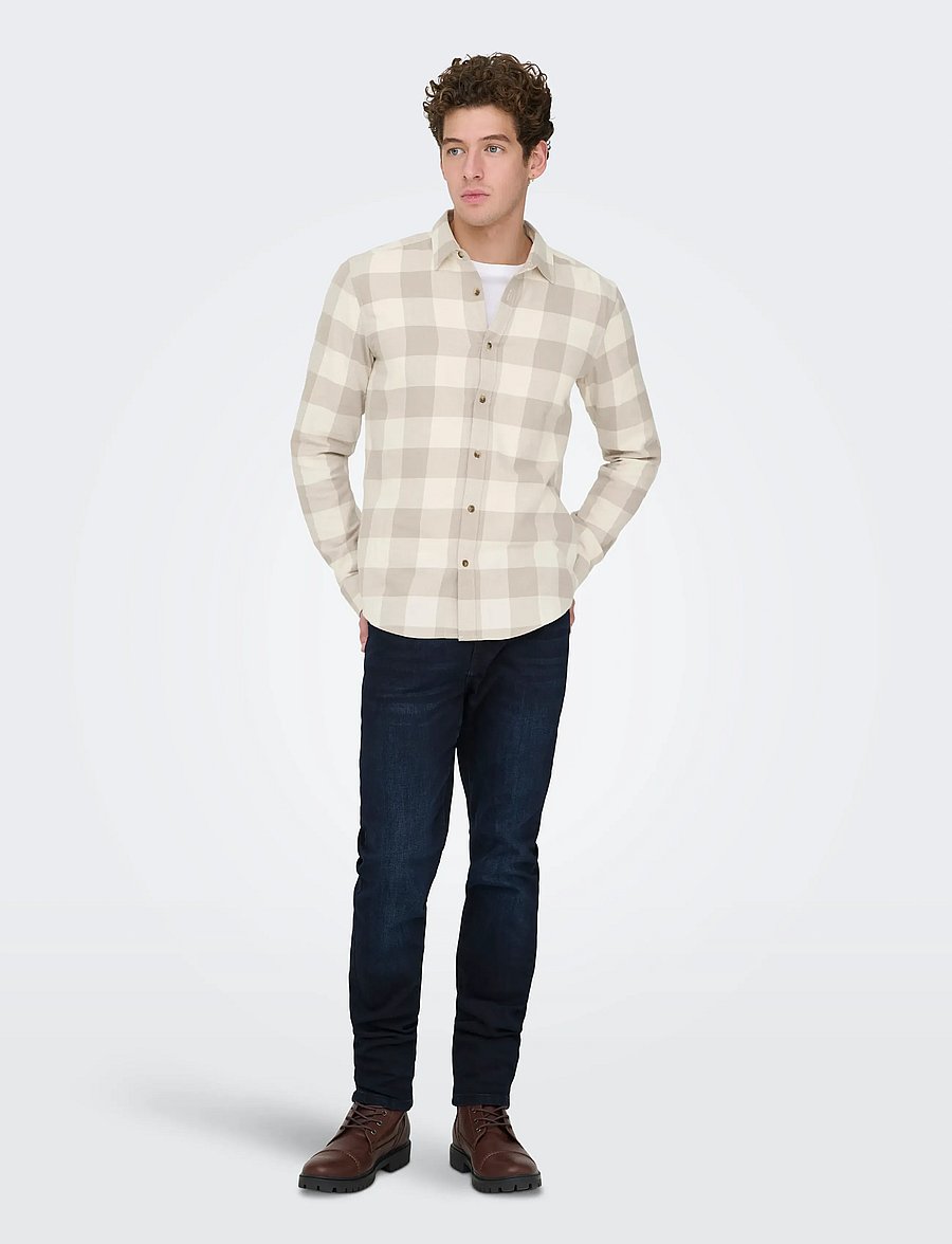 ONLY & SONS - ONSGUDMUND LS CHECKED SHIRT NOOS - ruudulised särgid - antique white - 4