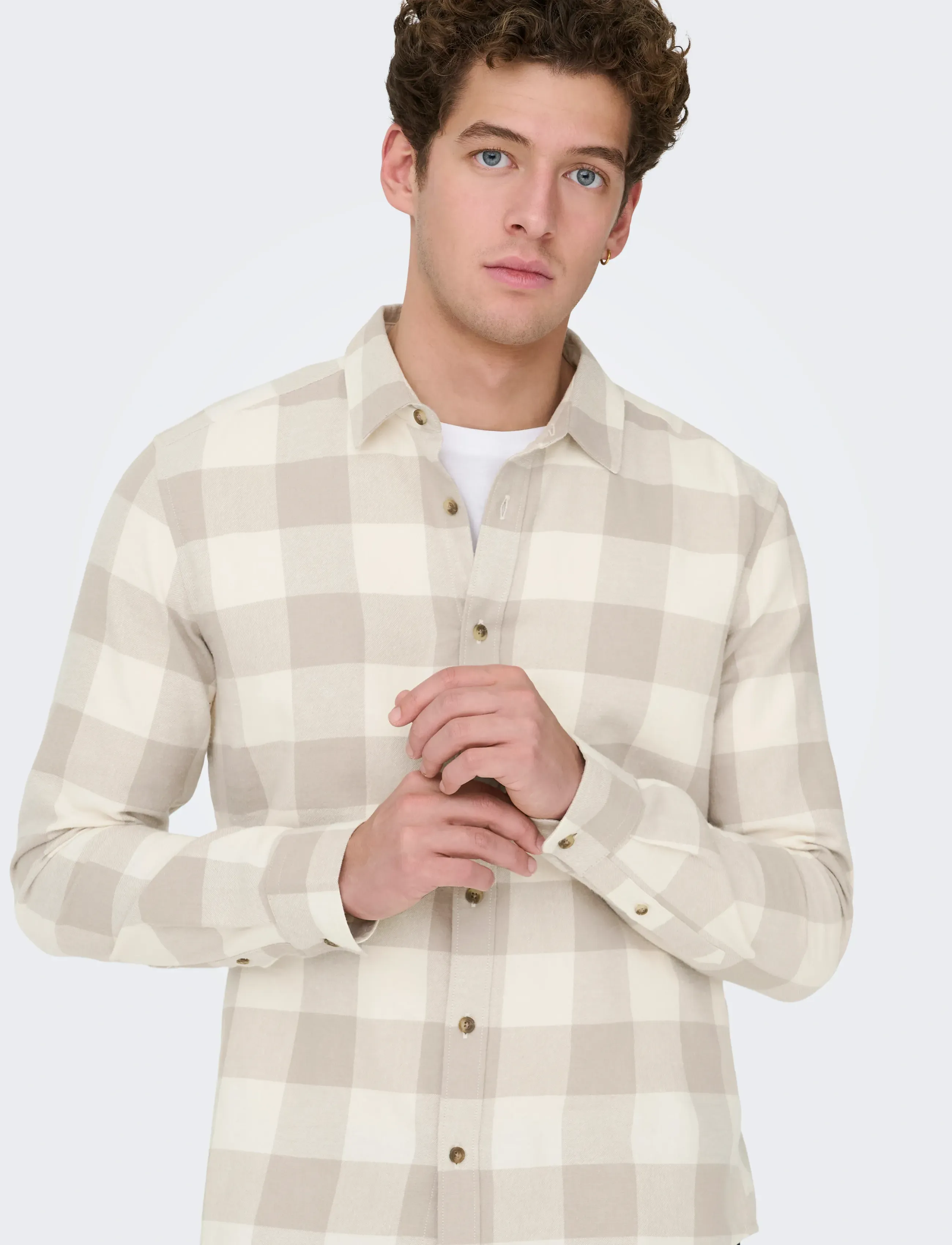 ONLY & SONS - ONSGUDMUND LS CHECKED SHIRT NOOS - ternede skjorter - antique white - 5