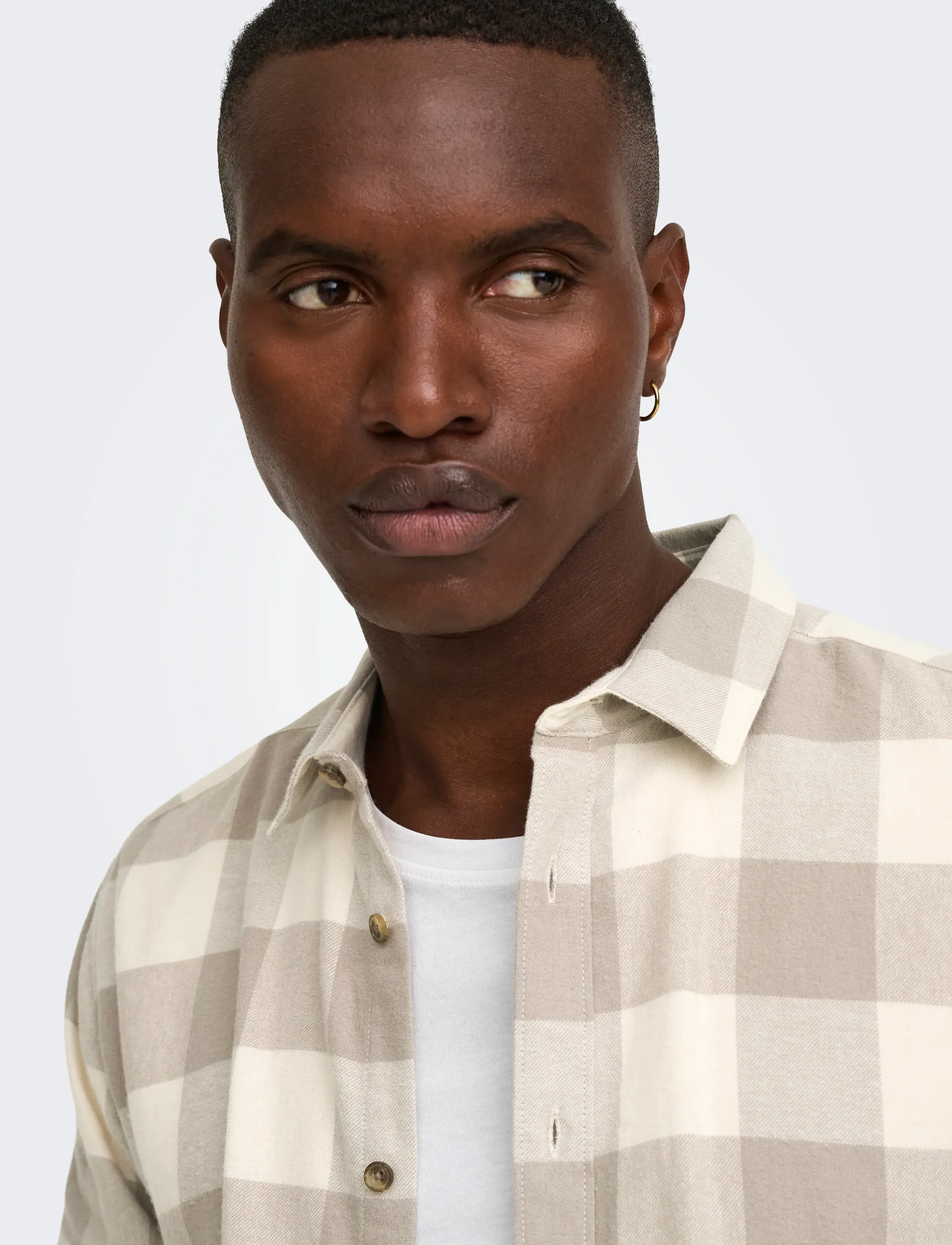 ONLY & SONS - ONSGUDMUND LS CHECKED SHIRT NOOS - checkered shirts - antique white - 5