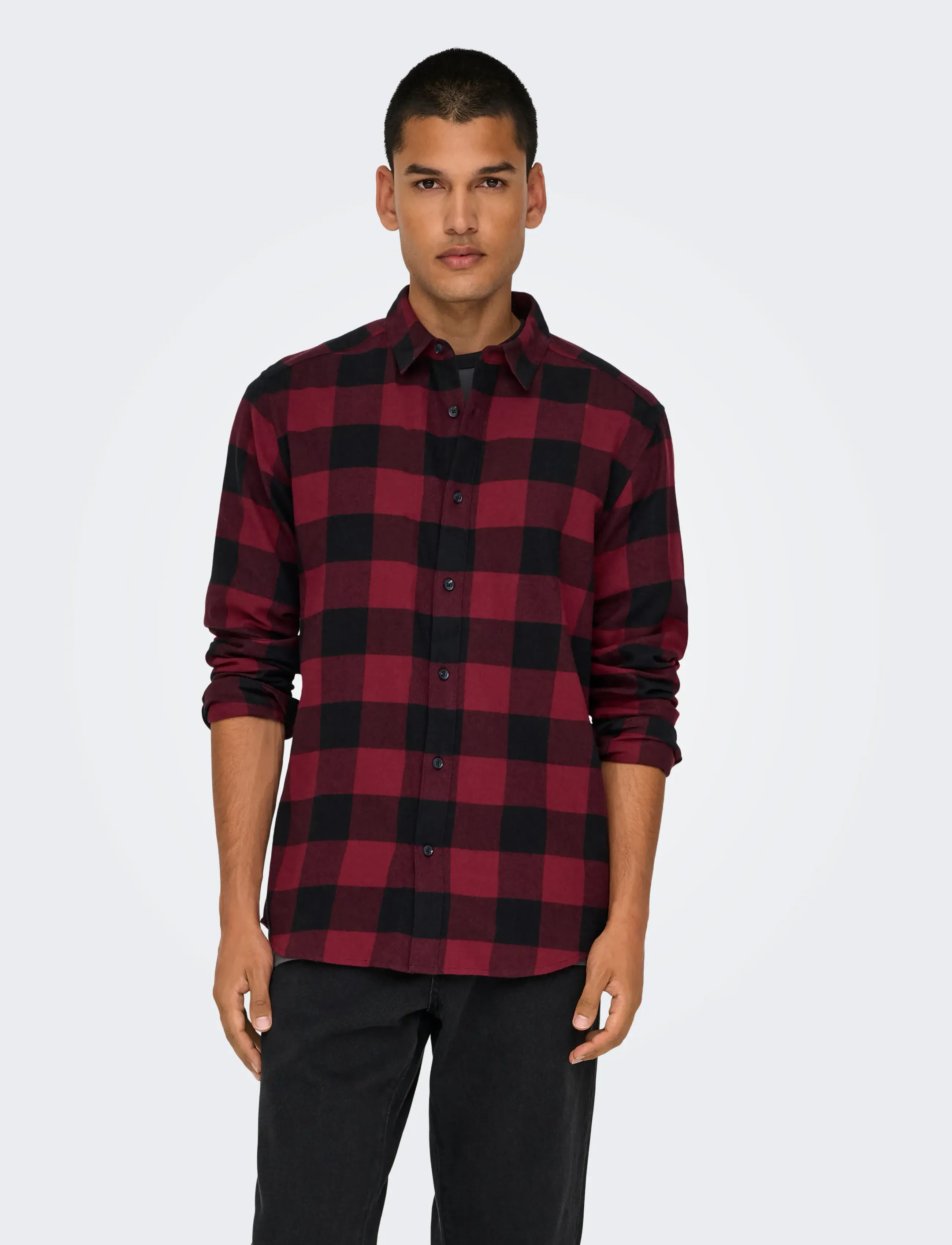 ONLY & SONS Onsgudmund Ls Checked Shirt Noos, L, Shirts, Rot - Casual, Männerswear