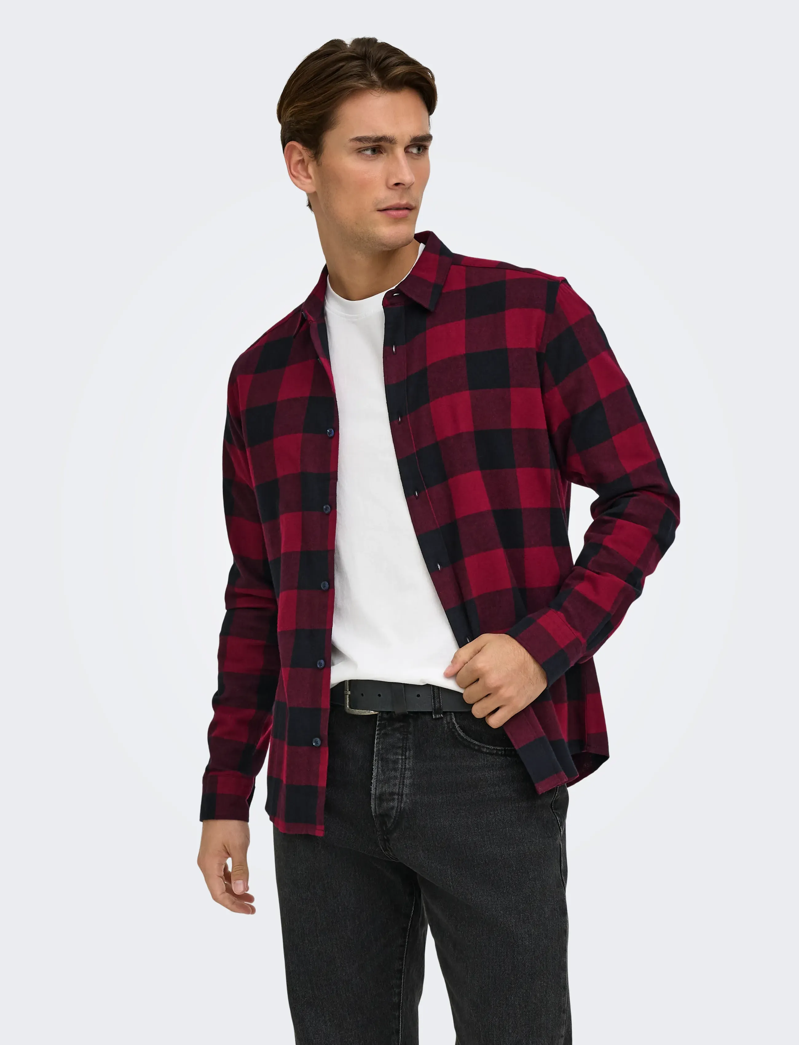 ONLY & SONS ONSGUDMUND LS CHECKED SHIRT NOOS - Skjorter - CABERNET / red