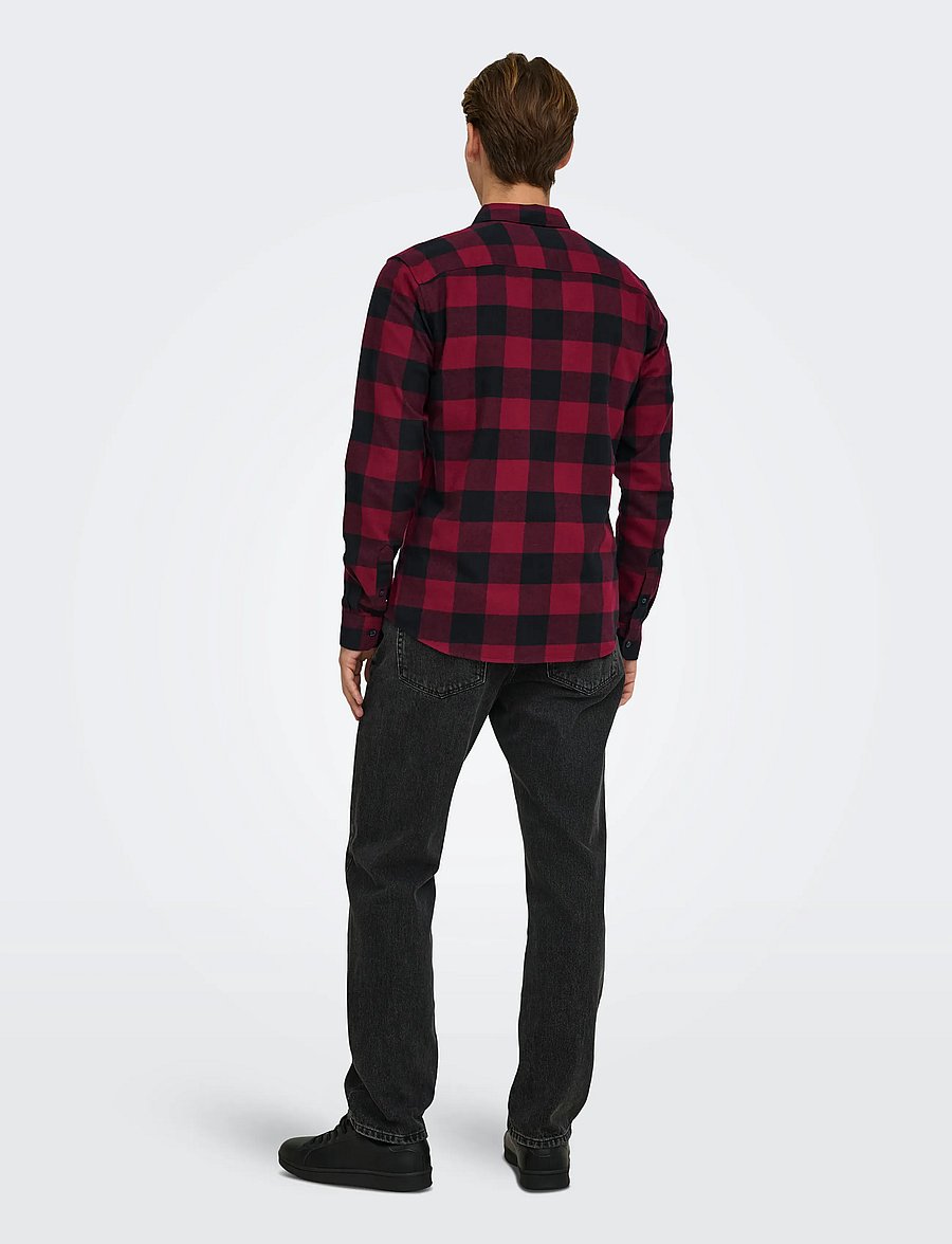 ONLY & SONS - ONSGUDMUND LS CHECKED SHIRT NOOS - checkered shirts - cabernet - 3