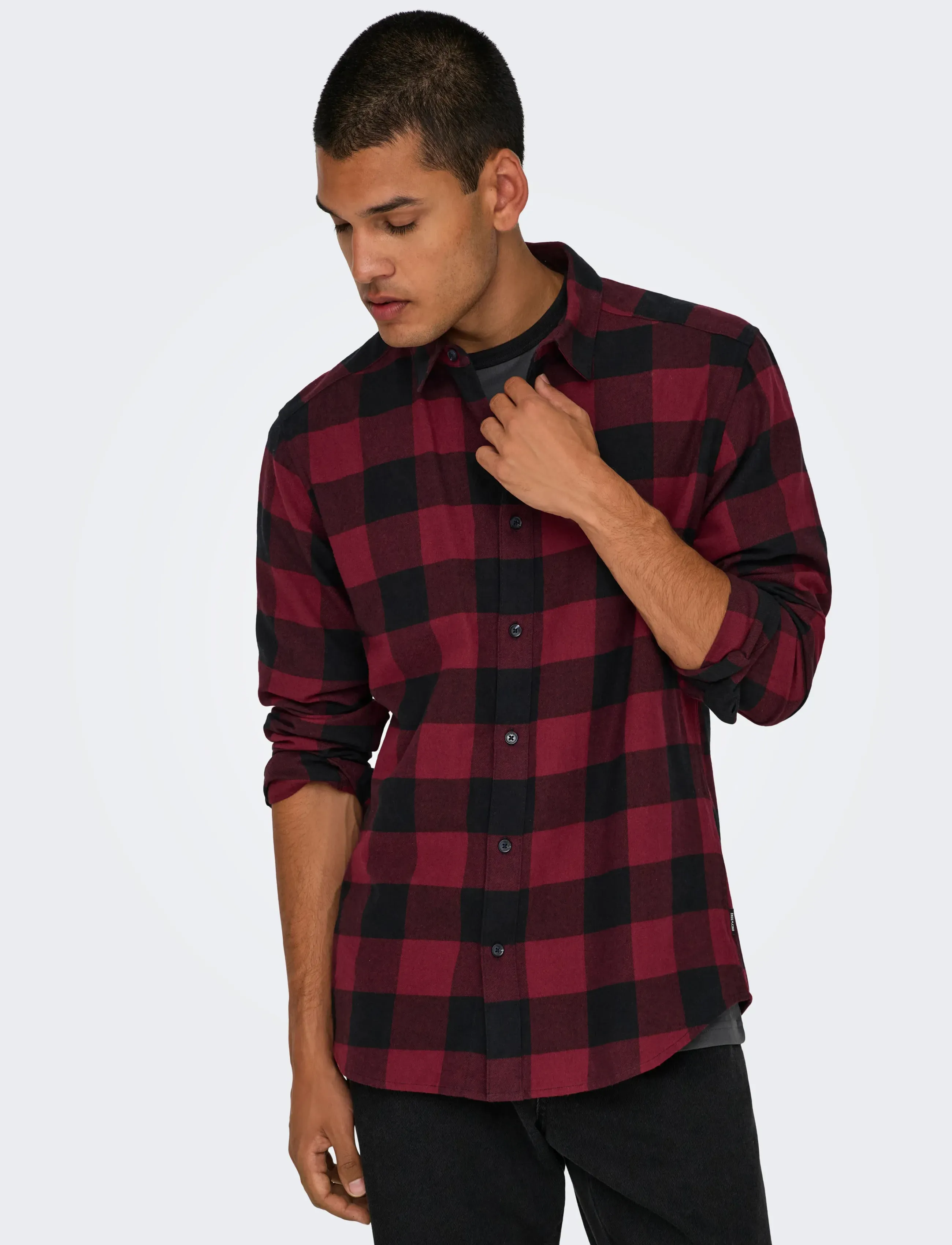 ONLY & SONS - ONSGUDMUND LS CHECKED SHIRT NOOS - ternede skjorter - cabernet - 4