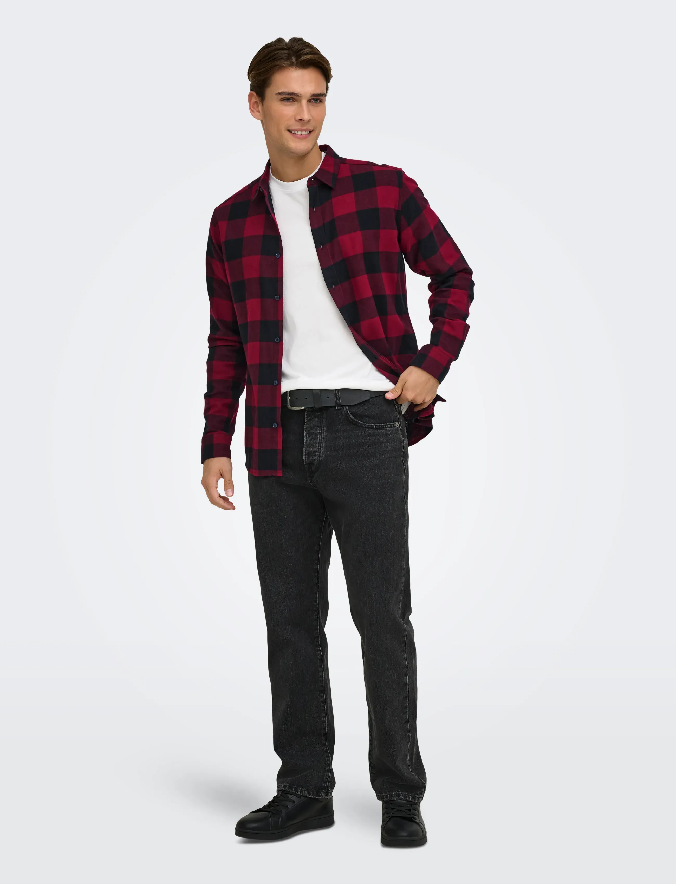 ONLY & SONS - ONSGUDMUND LS CHECKED SHIRT NOOS - checkered shirts - cabernet - 4