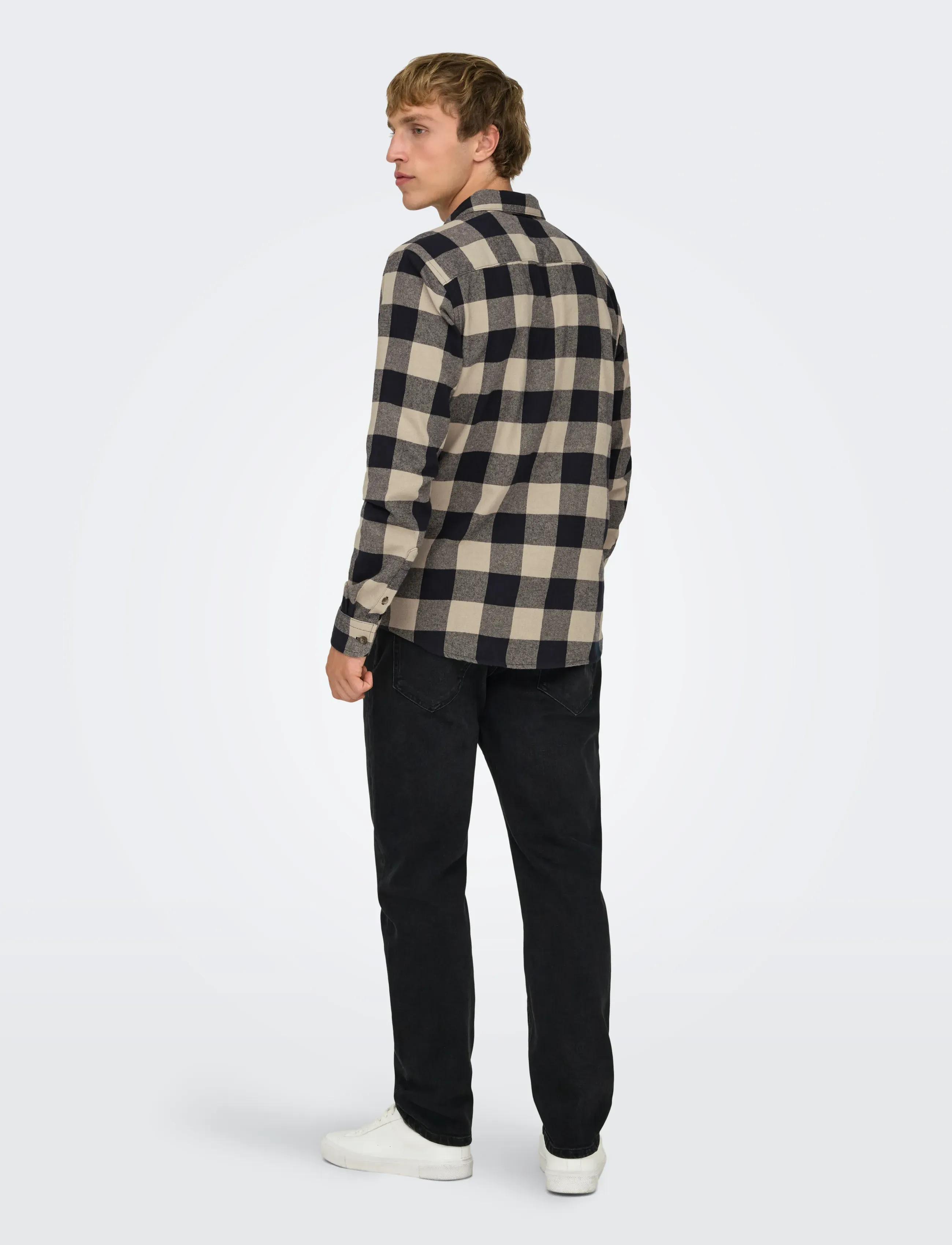 ONLY & SONS - ONSGUDMUND LS CHECKED SHIRT NOOS - ternede skjorter - dark navy - 3