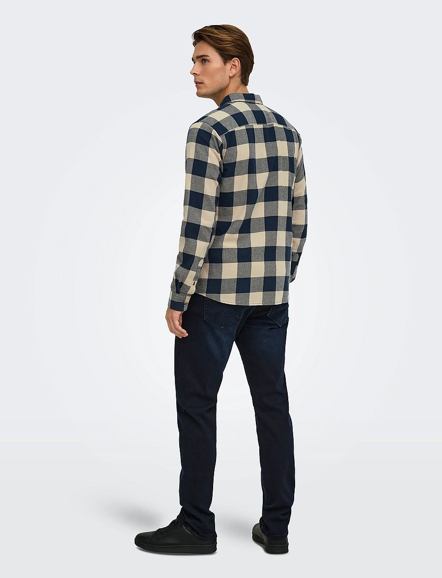 ONLY & SONS - ONSGUDMUND LS CHECKED SHIRT NOOS - rutiga skjortor - dark navy - 3