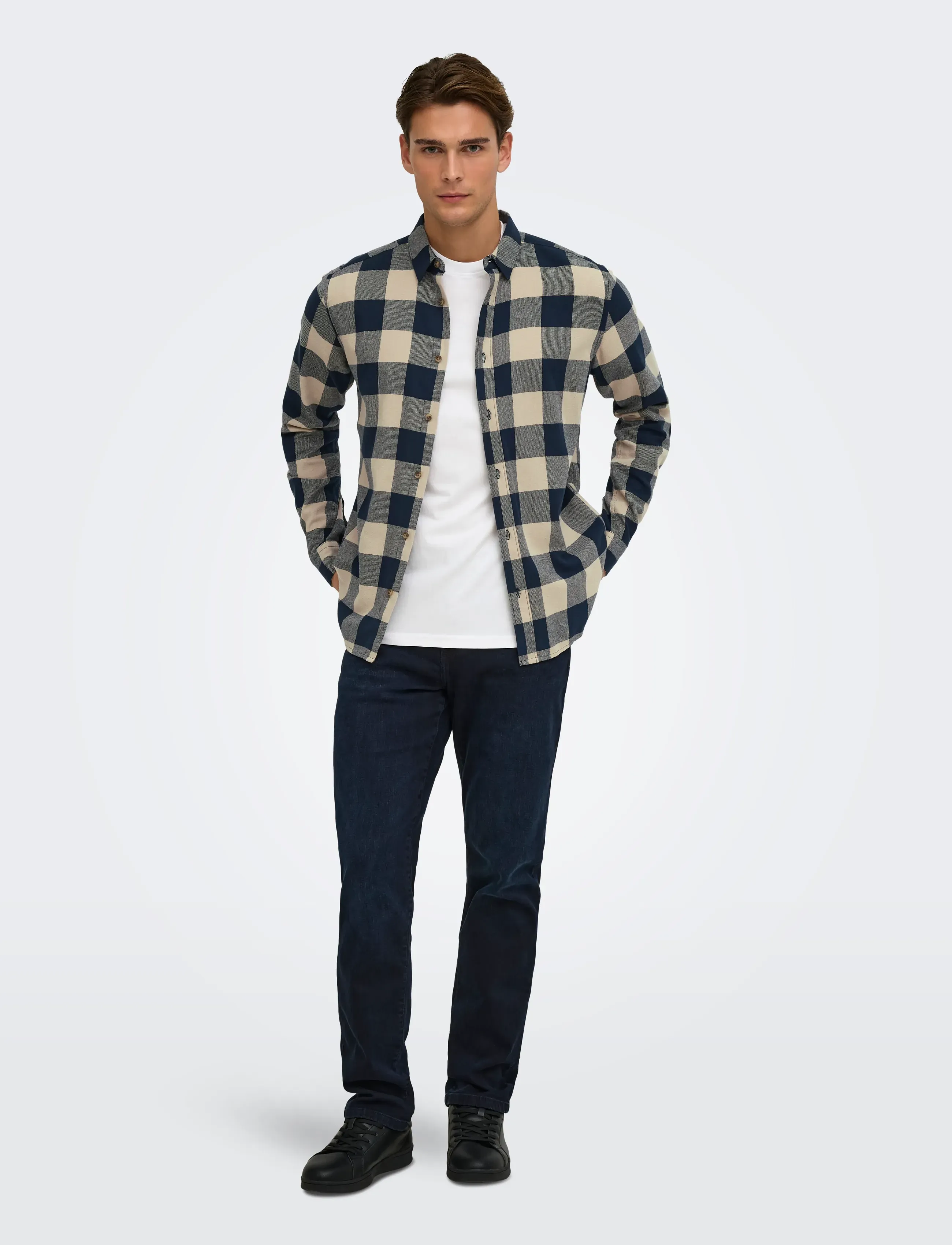 ONLY & SONS - ONSGUDMUND LS CHECKED SHIRT NOOS - madalaimad hinnad - dark navy - 4