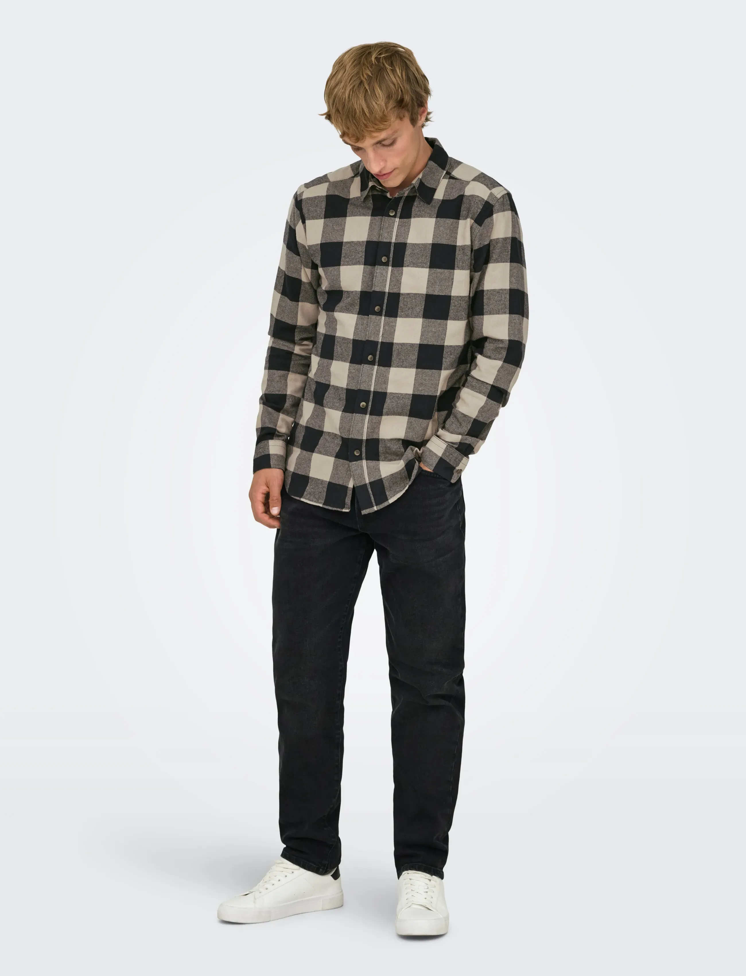 ONLY & SONS - ONSGUDMUND LS CHECKED SHIRT NOOS - ternede skjorter - dark navy - 4
