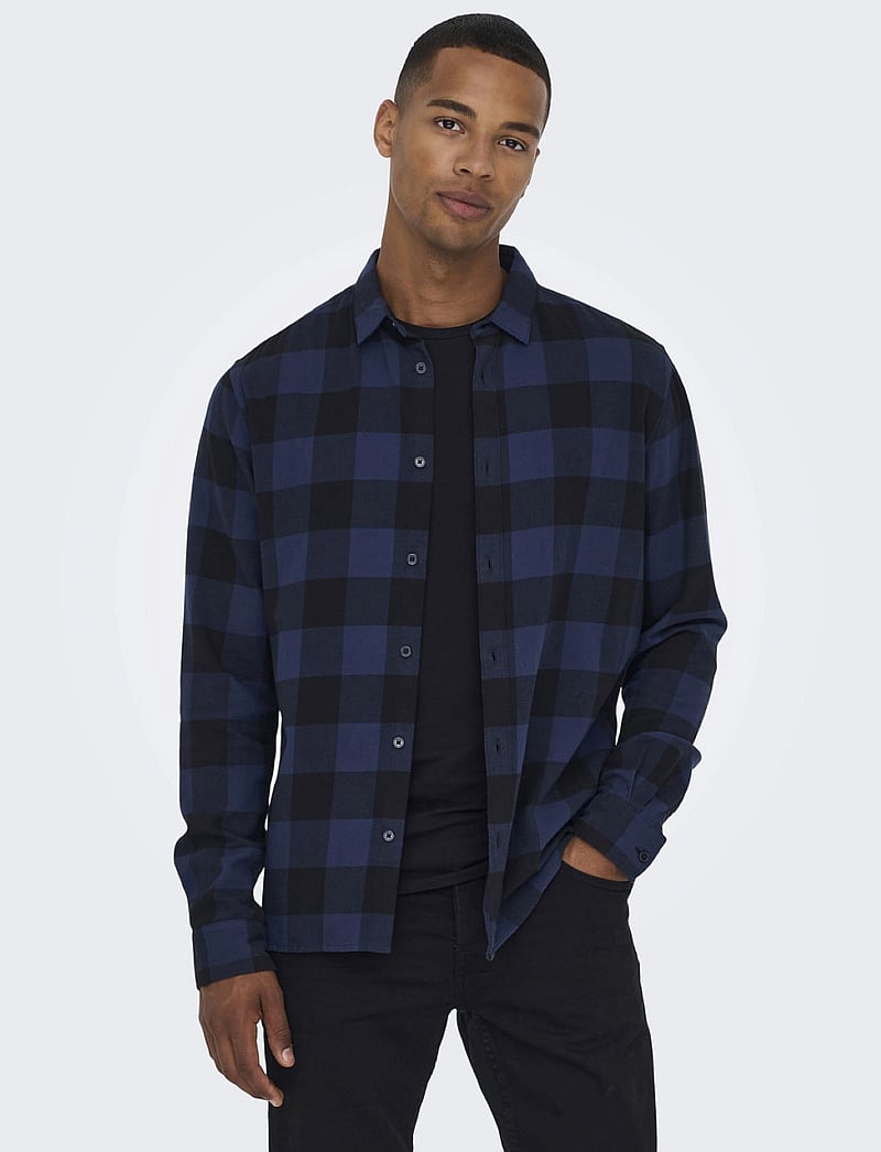 ONLY & SONS - ONSGUDMUND LS CHECKED SHIRT NOOS - chemises à carreaux - dress blues - 0