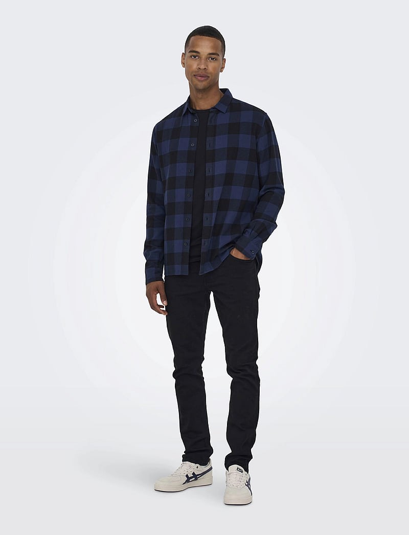 ONLY & SONS - ONSGUDMUND LS CHECKED SHIRT NOOS - chemises à carreaux - dress blues - 3