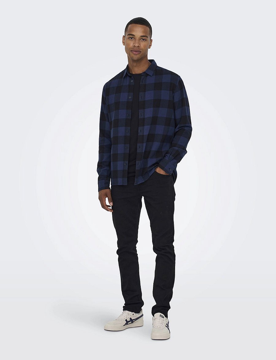 ONLY & SONS - ONSGUDMUND LS CHECKED SHIRT NOOS - ruudulised särgid - dress blues - 3
