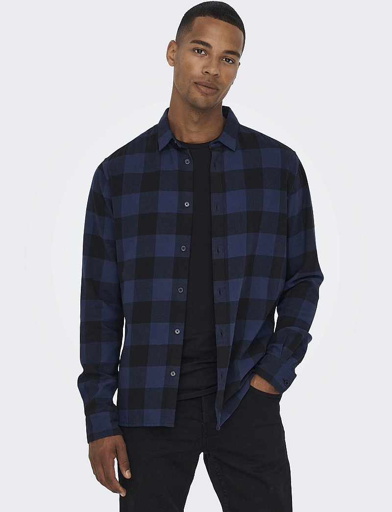 ONLY & SONS - ONSGUDMUND LS CHECKED SHIRT NOOS - chemises à carreaux - dress blues - 5