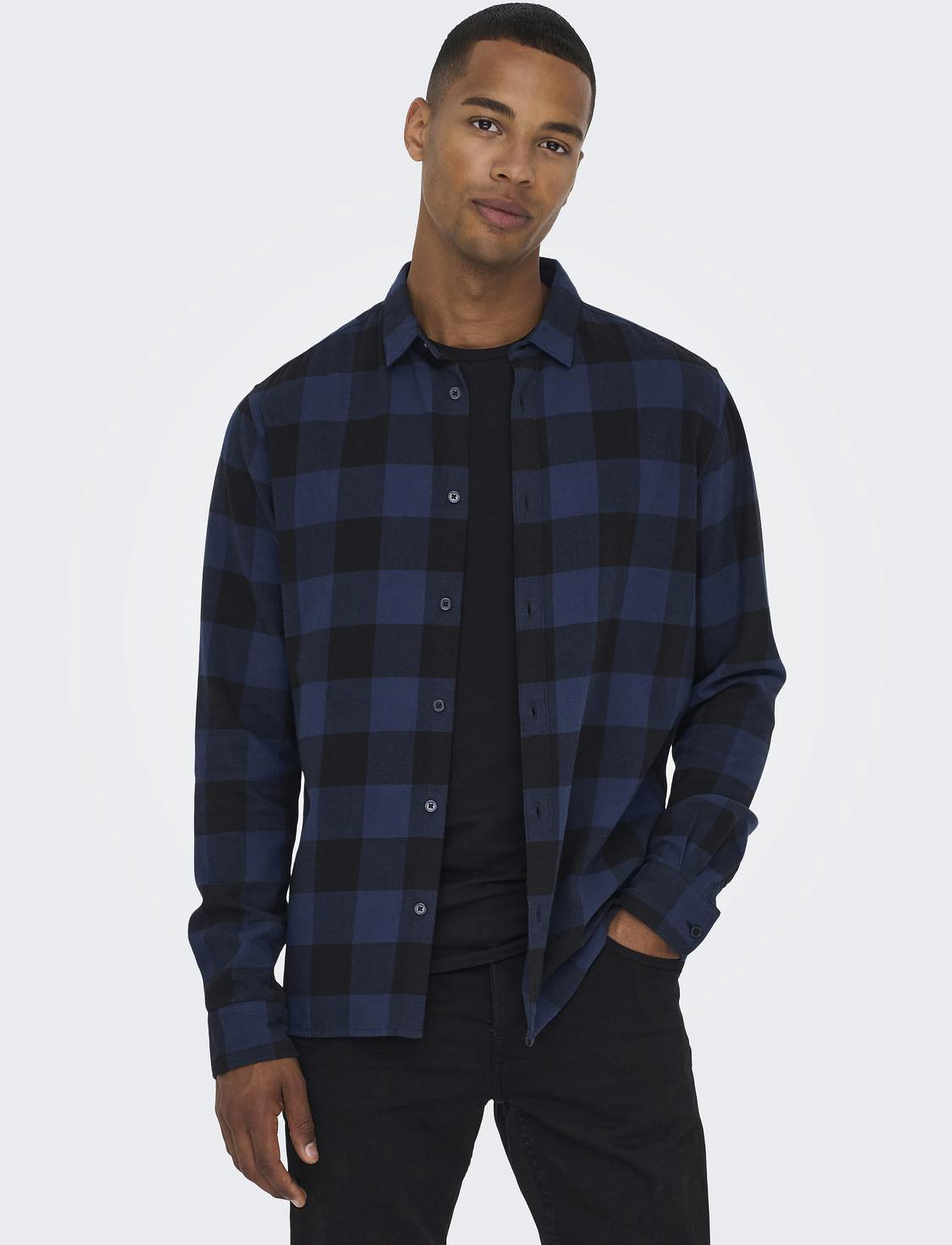 ONLY & SONS - ONSGUDMUND LS CHECKED SHIRT NOOS - ternede skjorter - dress blues - 5