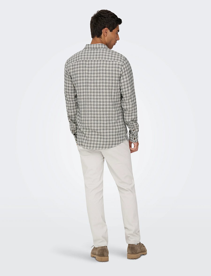 ONLY & SONS - ONSGUDMUND LS CHECKED SHIRT NOOS - karierte hemden - egret - 3