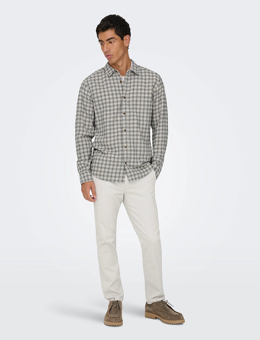 ONLY & SONS - ONSGUDMUND LS CHECKED SHIRT NOOS - karierte hemden - egret - 4