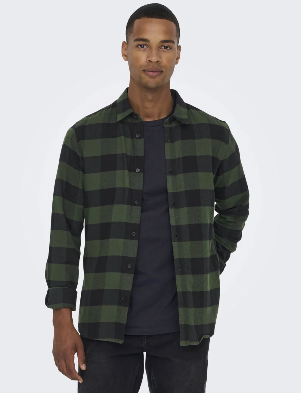 ONLY & SONS - ONSGUDMUND LS CHECKED SHIRT NOOS - rutiga skjortor - forest night - 0
